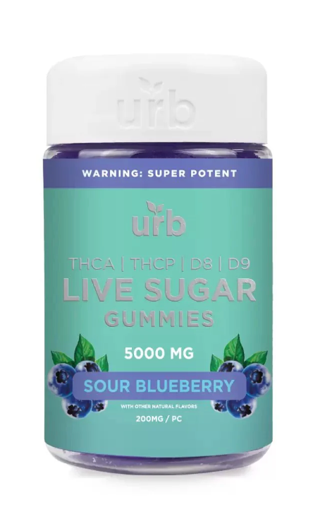 Urb Live Sugar 5000mg Gummies - Sour Blueberry