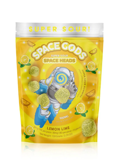 Space Gods 900mg Super Sour Space Heads Gummies - Lemon Lime