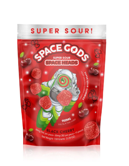 Space Gods Super Sour Space Heads Gummies - Black Cherry