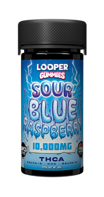 Looper THCa 10,000mg Live Badder Gummies - Sour Blue Raspberry