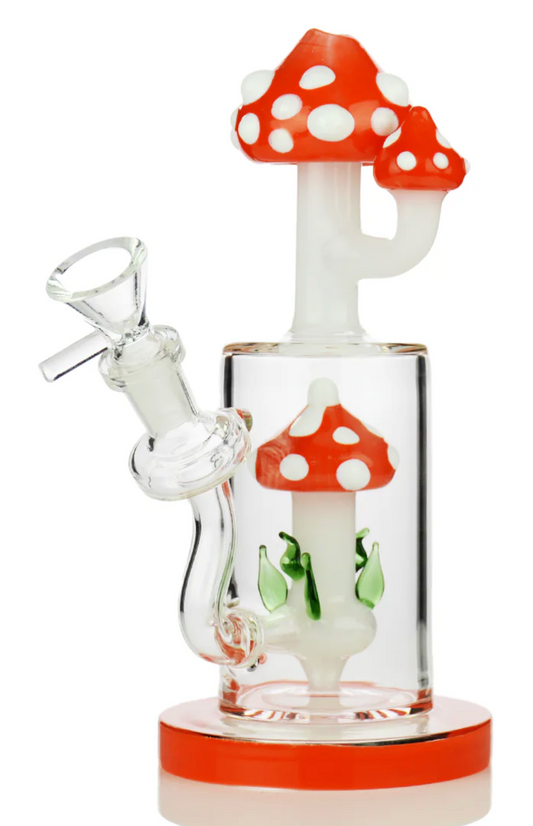 8" Mushroom Rod Color Water Pipe Bong with Shower and 14mm Male Bowl